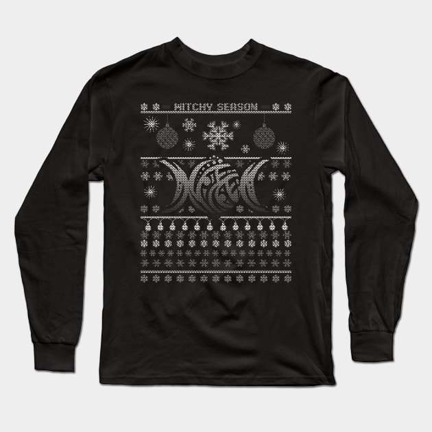 Witchy Pagan Ugly Christmas Yuletide Sweater Long Sleeve T-Shirt by hybridgothica